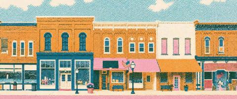 a row of brick building store fronts