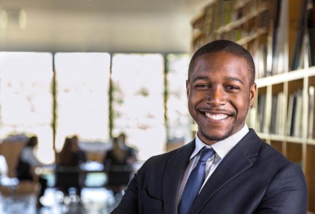 Professional man smiling in suit